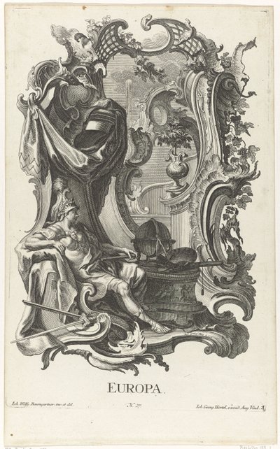 Rocaille mit der Personifikation des Kontinents Europa von Jakob Gottlieb Thelott