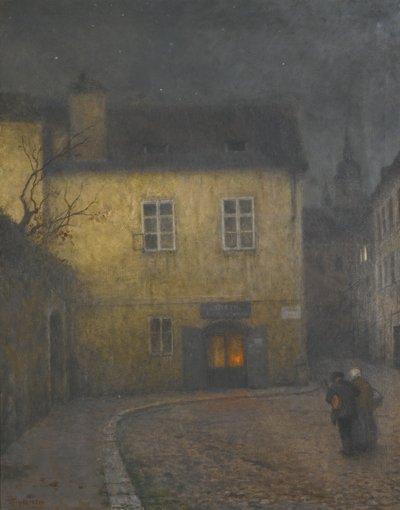 Eine Straßenecke in Prag von Jakub Schikaneder