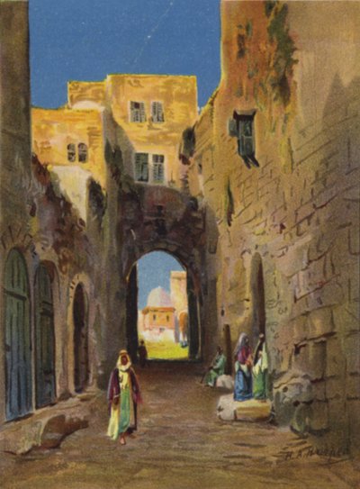 Straße zum Tempelbereich (Farblithografie) von James (after) Clark