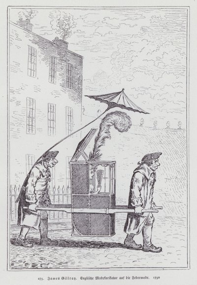 Englische Karikatur, die die Mode für Frauen mit Federkopfschmuck verspottet von James (after) Gillray