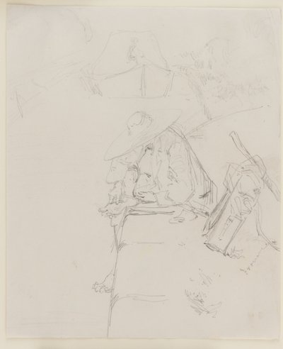 Ein Mann, der am Rand einer Mauer sitzt, 1858 von James Abbott McNeill Whistler