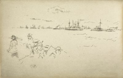 Monitore, aus einer Serie von zwölf Radierungen mit dem Titel The Naval Review, 1887 von James Abbott McNeill Whistler