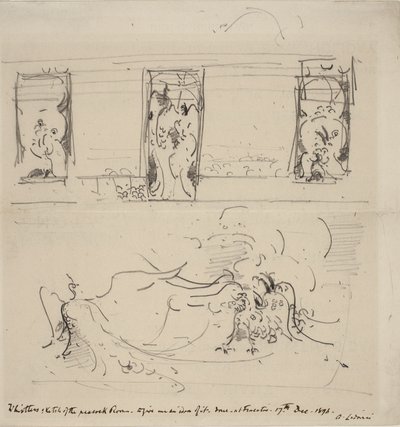 Skizze des Pfauenraums, 1898 von James Abbott McNeill Whistler