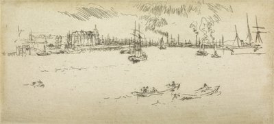 Tilbury, aus einer Serie von zwölf Radierungen mit dem Titel The Naval Review, 1887 von James Abbott McNeill Whistler