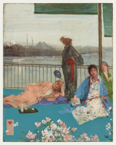 Variationen in Fleischfarbe und Grün - Der Balkon von James Abbott McNeill Whistler