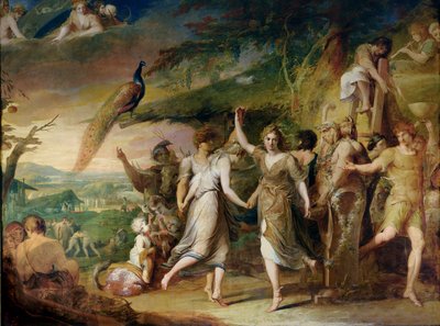 Eine griechische Erntefeier, oder Danksagung an die ländlichen Gottheiten, Ceres, Bacchus, Sylvanus und Pan, zweiter in der Serie Der Fortschritt der menschlichen Kultur und des Wissens, ca. 1777-84 von James Barry