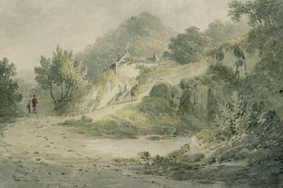 Ansicht in der Nähe von Halifax. Ein Weg mit Hütte an einem Hang von James Bourne