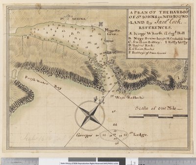 Plan des Hafens von St. Johns in Neufundland von James Cook