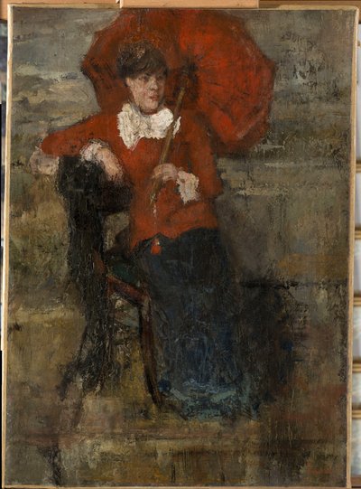 Dame mit rotem Sonnenschirm von James Ensor