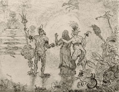 Die Teufel Dzitts und Hihanox führen Christus in die Hölle von James Sidney Ensor