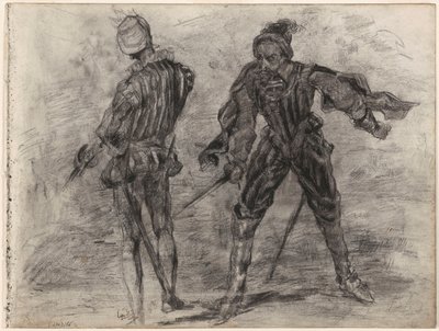 Zwei spanische Adlige mit Schwertern (Vorderansicht, Rückansicht) von James Ensor