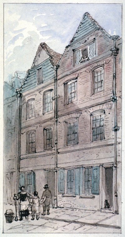 Häuser in Blackhorse Alley, Fleet Street, City of London, 1850 von James Findlay