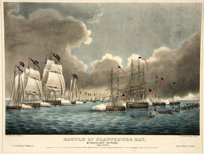 Schlacht von der Plattsburg Bay: McDonoughs Sieg, veröffentlicht 1840 von James Fuller Queen