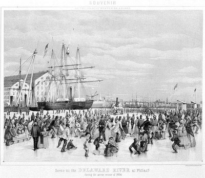 Szene am Delaware River in Philadelphia während des strengen Winters von 1856 von James Fuller Queen