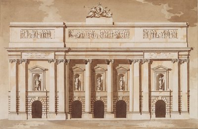 Erhebung für die Westfront des Parlamentshauses, Dublin, ca. 1787 von James Gandon