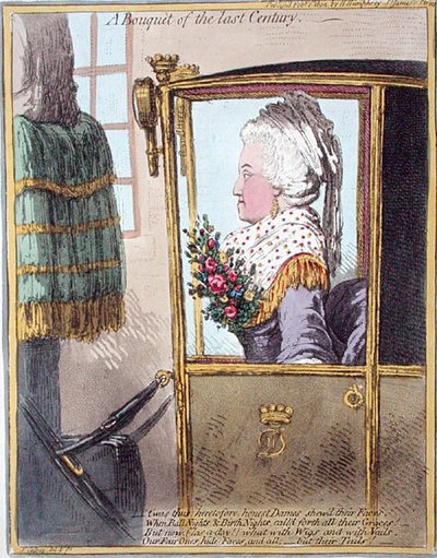 Ein Blumenstrauß aus dem letzten Jahrhundert, veröffentlicht von Hannah Humphrey im Jahr 1802 von James Gillray