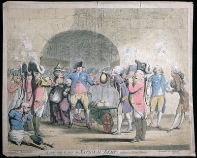 Eine neue Art, die Staatsschulden zu bezahlen, veröffentlicht von W. Holland im Jahr 1786 von James Gillray
