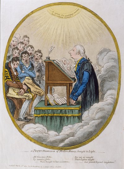 Ein kleiner Professor der modernen Geschichte ans Licht gebracht, veröffentlicht von Hannah Humphrey, 1810 von James Gillray