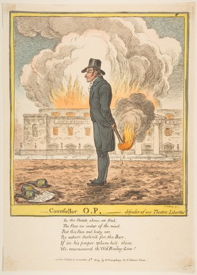 Berater O.P. - Verteidiger unserer Theaterfreiheiten, 5. Dezember 1809 von James Gillray