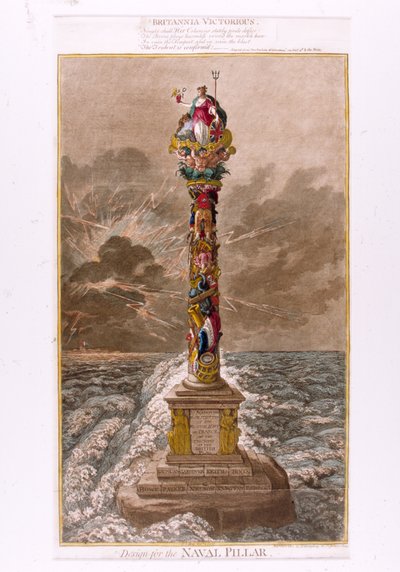 Entwurf für die Marine-Säule, 1800 (farbige Radierung) von James Gillray