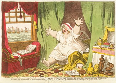 Dido in Verzweiflung, veröffentlicht von Hannah Humphrey, 1801 von James Gillray