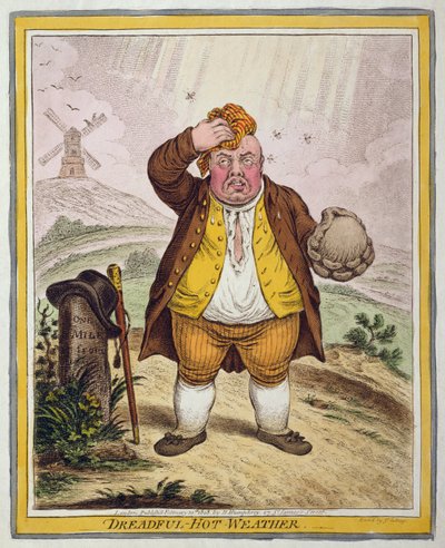 Schrecklich heißes Wetter, veröffentlicht von Hannah Humphrey im Jahr 1808 von James Gillray