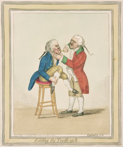 Zahnschmerzen lindern, veröffentlicht von Hannah Humphrey, 1796 von James Gillray