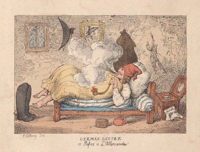 Deutscher Luxus oder Ruhe auf Deutsch, veröffentlicht 1800 (handkolorierter Stich) von James Gillray