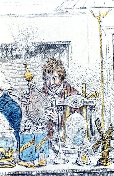 Humphry Davy, britischer Chemiker und Erfinder von James Gillray