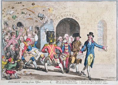 Integrität tritt aus dem Amt zurück, veröffentlicht von Hannah Humphrey im Jahr 1801 von James Gillray