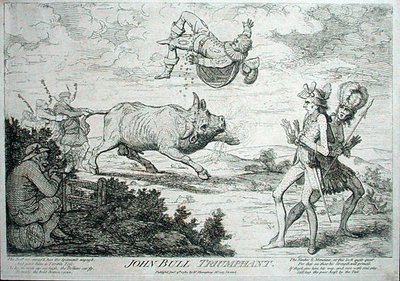 John Bull triumphiert, veröffentlicht von William Humphrey im Jahr 1780 von James Gillray