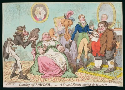 Aufhören mit Puder, oder Eine sparsame Familie spart das Guinea, veröffentlicht von Hannah Humphrey 1795 von James Gillray