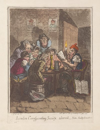 London Corresponding Society, alarmiert, siehe Schuldige Gewissen, veröffentlicht 1796 von James Gillray