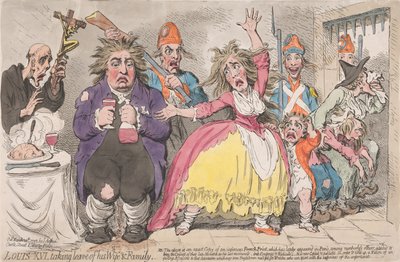 Ludwig XVI. verabschiedet sich von seiner Frau und seiner Familie von James Gillray
