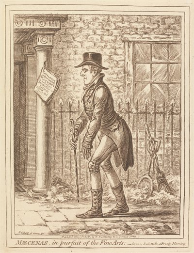 Maecenas, auf der Suche nach den Schönen Künsten von James Gillray
