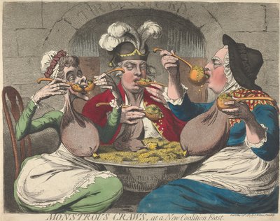 Ungeheuerliche Kröpfe bei einem neuen Koalitionsfest von James Gillray