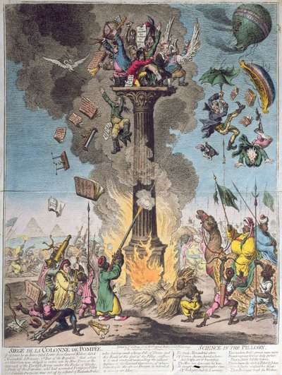 Belagerung der Pompeius-Säule oder Wissenschaft am Pranger, veröffentlicht von H. Humphrey im Jahr 1799 von James Gillray