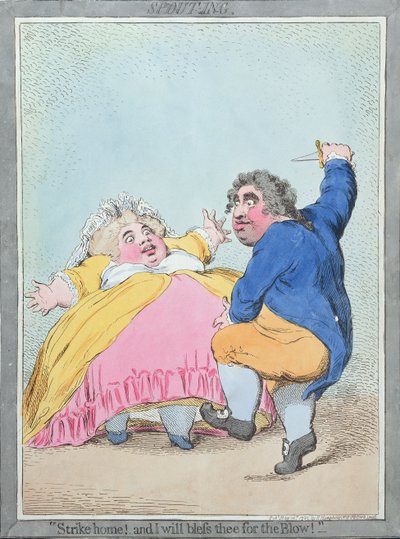 Spouting, veröffentlicht von Hannah Humphrey 1792 (handkolorierte Radierung) von James Gillray