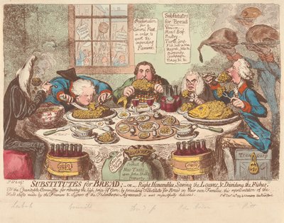 Brotersatz; - oder - die Hochwohlgeborenen retten die Laibe und teilen die Fische von James Gillray