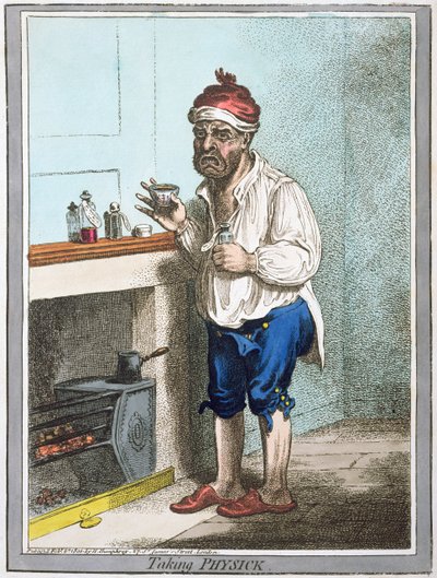 Medizin einnehmend, veröffentlicht von Hannah Humphrey im Jahr 1800 von James Gillray