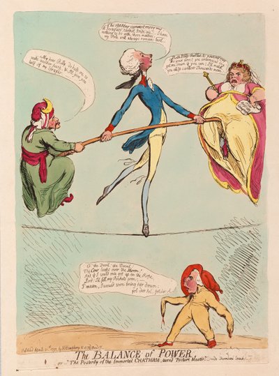Das Gleichgewicht der Macht oder die Nachkommen des unsterblichen Chatham werden zum Haltungskünstler, veröffentlicht 1791 von James Gillray