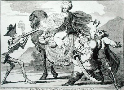 Die politische Banditti, die den Retter Indiens angreifen von James Gillray