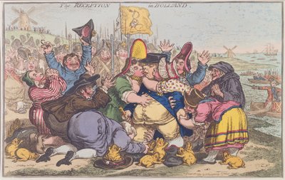 Der Empfang in Holland, veröffentlicht von Hannah Humphrey im Jahr 1799 von James Gillray