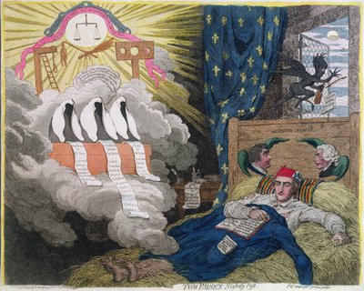 Tom Paines nächtliche Plage, veröffentlicht von Hannah Humphrey 1792 von James Gillray
