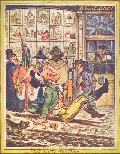 Sehr rutschiges Wetter, 1808 von James Gillray