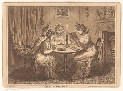 Frau liest einen Gruselroman vor von James Gillray
