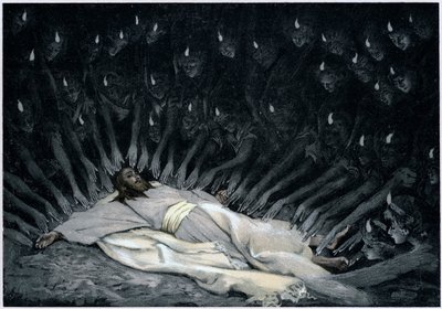 Engel dienen Jesus, nachdem der Teufel ihn verlassen hat von James Jacques Joseph Tissot