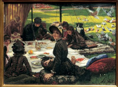 Frühstück im Grünen Familienszene beim Picknick. Gemälde von Jacques Joseph (Jacques-Joseph) Tissot genannt James Tissot (1836-1902) von James Jacques Joseph Tissot