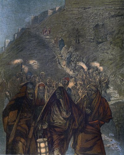 Judas und mit ihm eine große Menge - aus „Das Leben unseres Herrn Jesus Christus“ - 1899 von James Tissot - Das Leben unseres Herrn Jesus Christus, von Jacques Joseph (Jacques-Joseph) Tissot genannt James Tissot (1836-1902) von James Jacques Joseph Tissot