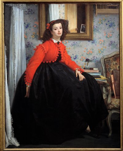 Ganzkörperporträt von Mademoiselle L. L., oder junges Mädchen in roter Jacke von James Jacques Joseph Tissot
